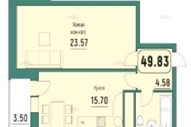 1кк, 49,83кв.м.,6/25, ЖК Куба